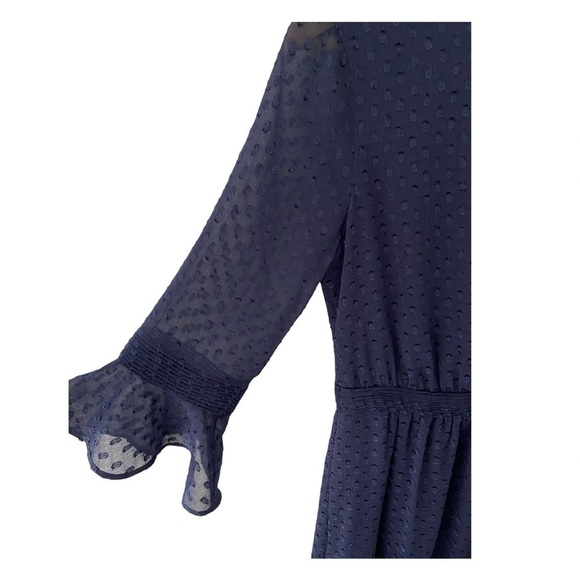 Banana Republic Navy Blue Swiss Dot Pleated Detail Dress NWT Size 4 - Picture 4 of 9